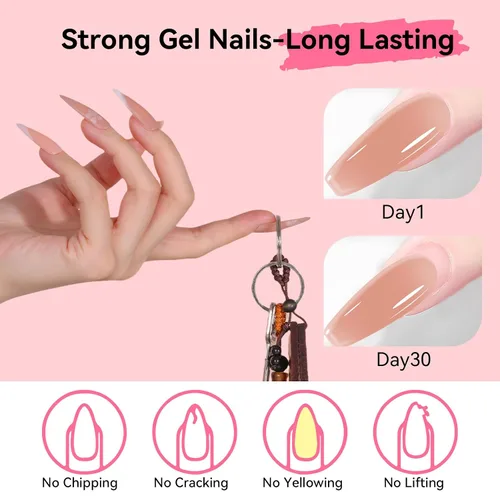 Miniatura 6 de Makartt - Gel de uñas de polietileno, 1.7 oz (50 ml), fortalecedor, constructor, extensión, gel de color p/todas las estaciones, modelado 3D, larga