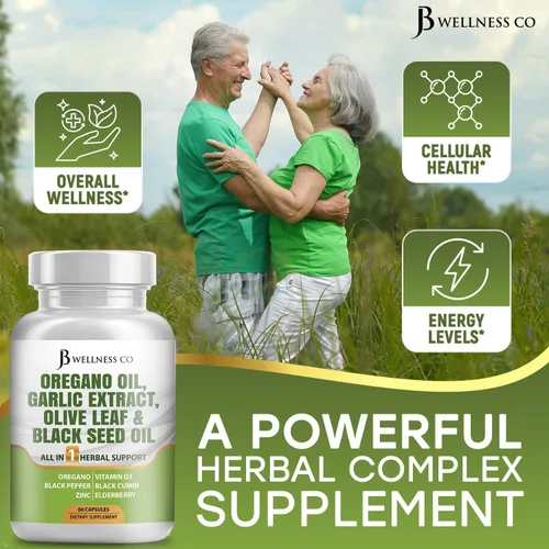 Miniatura 4 de JB Wellness Aceite de orégano, extracto de ajo, hoja de olivo, con astrágalo, suplemento de apoyo inmunológico y salud digestiva para mujeres