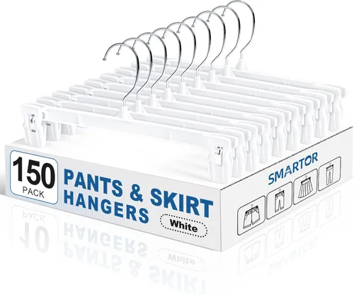 Miniatura 11 de Perchas para falda Smartor Perchero para pantalones con clips Disponible en paquetes de 10, 30, 60 Ahorro de espacio Duraderas Clips