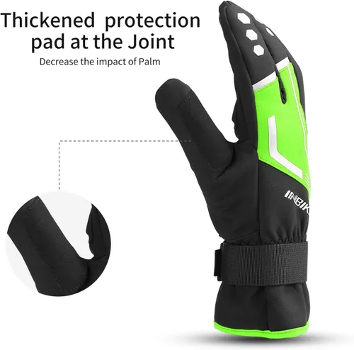 Miniatura 5 de INBIKE Guantes de ciclismo para hombre de invierno resistentes al viento, almohadillas térmicas reflectantes de gel pantalla táctil