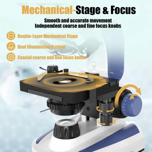 Miniatura 5 de Vitano Microscopio trinocular compuesto de laboratorio con aumento 40X-2500X, microscopio de doble visión para adultos estudiantes con pantalla de 7