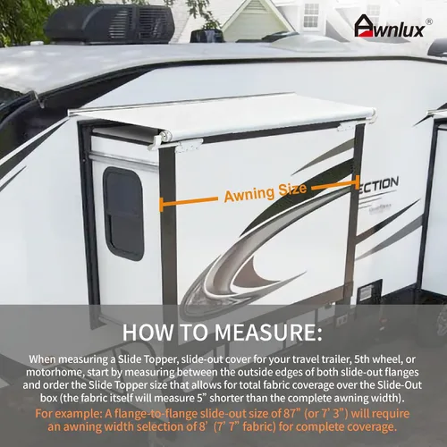 Miniatura 5 de Awnlux Toldo deslizante para caravana, kit de montaje de cubierta de toldo deslizante, blanco, 5 pies 6 pulgadas (5 pies 1 pulgada de tela)