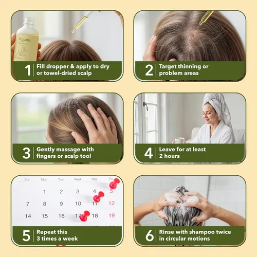 Miniatura 7 de Aceite natural para el crecimiento del cabello Veganic para mujeres infundido con 10 aceites botánicos premium más aceite de romero orgánico