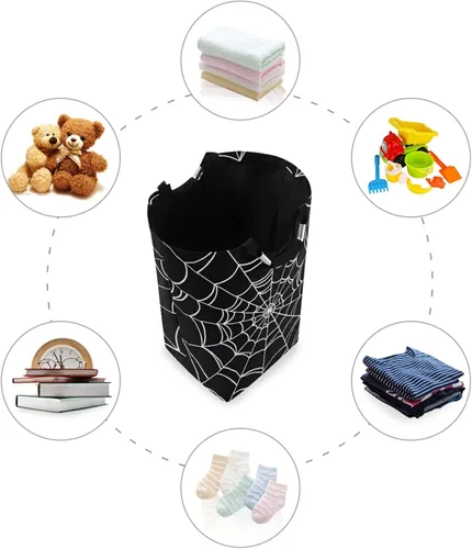 Miniatura 3 de Cesta de lavandería plegable de araña de Halloween con asas acolchadas, impermeable, duradera, cesta de almacenamiento para juguetes, organizador