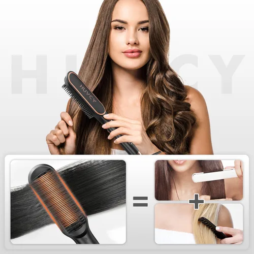 Miniatura 6 de Cepillo alisador de pelo, cepillo alisador eléctrico con calentamiento rápido de cerámica, alisador de pelo para mujeres, peine térmico de doble