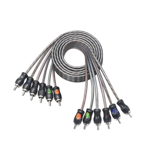 RECOIL RCI66 Cable de audio RCA de 6 canales 99.99% de cobre libre de oxígeno de 6 pies, par trenzado con reducción de ruido