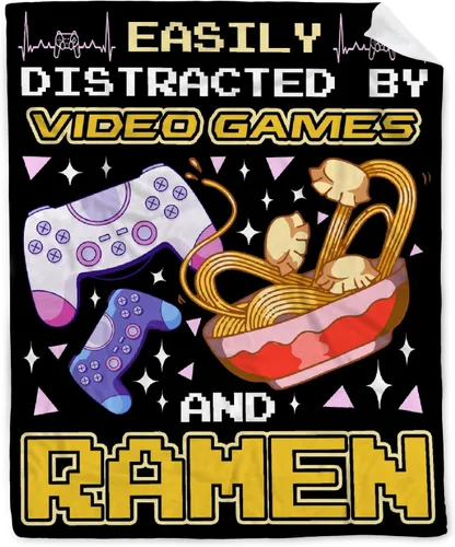 Manta "Fácilmente Distraído por Videojuegos y Ramen" Manta de Videojuegos Manta de Ramen Regalo Regalos de Videojuegos Manta Ligera y Suave de