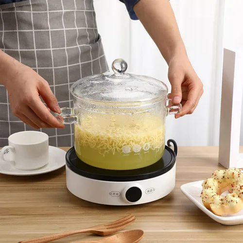 Miniatura 2 de Olla a fuego lento para estufa, popurrí de vidrio con tapa para estufa, 64.2 fl oz 66 oz cacerola de cocina transparente para el hogar, cuencos