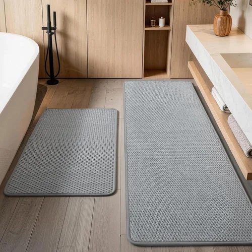 Miniatura 11 de YIHOUSE Juego de alfombras de baño de 3 piezas, alfombras de baño suaves de pelo bajo, tapetes de baño delgados antideslizantes, de secado rápido