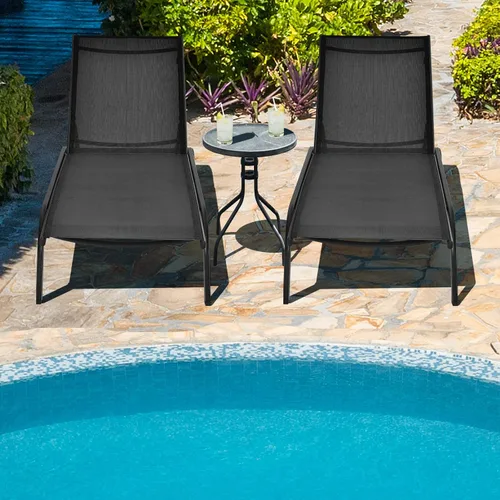 Miniatura 4 de COSTWAY Tumbona para exteriores con ruedas, silla de bronceado ajustable de 6 posiciones con marco de aluminio estable, silla de descanso portátil