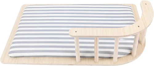Miniatura 2 de Elevated Cat Bed Raised Cat Bed Wooden Hammock with Soft Warm Cushion & Fence for Small Dogs Cats Easy Assembly Cleaning (Striped Style)
