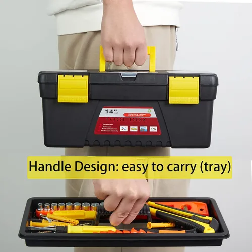 Miniatura 5 de Caja de herramientas de almacenamiento portátil multifuncional de 4 piezas con pestillo de seguridad integrado, bandeja y pulsera magnética