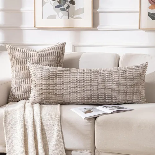 Miniatura 153 de Fancy Homi - Paquete de 2 fundas de almohada decorativas de color taupe de 22 x 22 pulgadas para sala de estar, sofá, cama, estilo rústico, bohemio