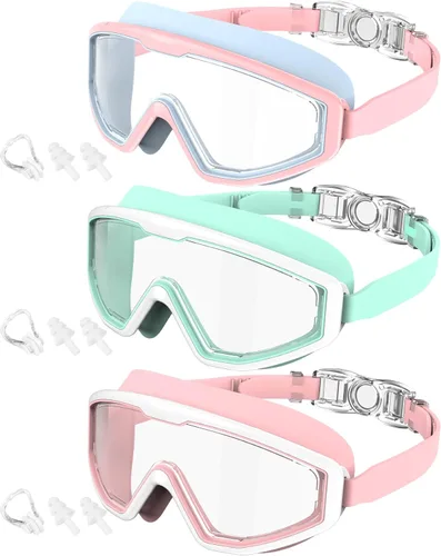 Miniatura 11 de Kids Swim Goggles, 3 Pack Swimming Goggles for Kids 4-16, Anti-Fog UV Protection Pool Glasses for Boys Girls Rosa Azul/Blanco Rosa/Púrpura