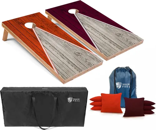 Miniatura 54 de Tailgating Pros Juego de tablero de Cornhole ligero con diseño piramidal con bolsas de frijoles y estuche de transporte, juego de cornhole