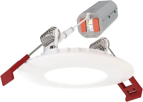 Miniatura 15 de Juno Luces LED empotrables redondas de 4 pulgadas, luz descendente de oblea deflectora, temperatura de color blanco conmutable 5 en 1, brillo