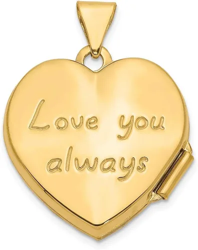 Miniatura 3 de Medallón de corazón sólido de oro amarillo de 14 quilates con desplazamiento Love You Always