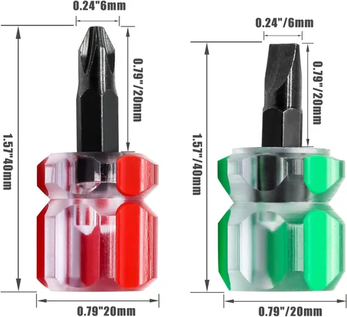 Miniatura 2 de 2 destornilladores para máquina de coser, destornillador Phillips de 0.236 in y puntas de cabeza plana, juego de destornilladores rechonchos