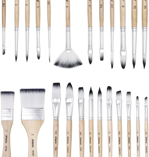 Artecho 24 pinceles para pintura acrílica, pinceles de pintura acrílica para óleo, acuarela, acrílico, gouache y lienzo