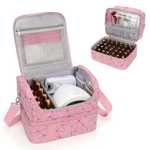 Miniatura 22 de CUBETASTIC Organizador de esmalte de uñas, estuche portátil de almacenamiento de esmalte de uñas con capacidad para 45 frascos de esmalte de uñas