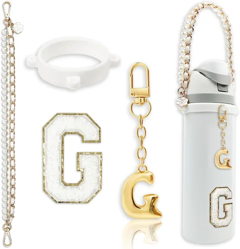 Miniatura 75 de Letter Handle Strap Accessories with Cute Initial Charm Compatible with Owala Water Bottle 24oz 32oz 40oz Owala Kids Púrpura