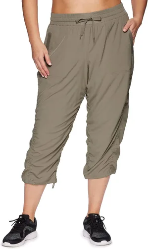 RBX Pantalón capri tejido ligero con cordón para mujer, talla grande