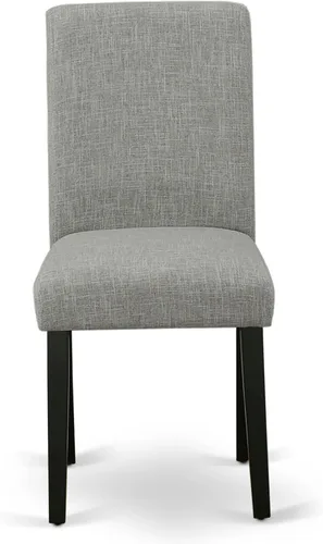 Miniatura 4 de East West Furniture ABP1T06 Abbott Parson - Sillas de comedor Shitake de tela de lino, juego de 2, color negro