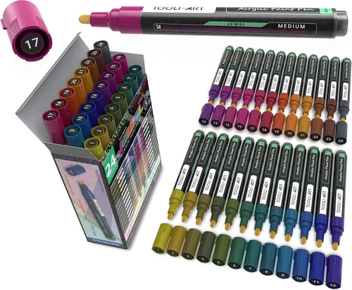 TOOLI-ART Marcadores de pintura acrílica, juego de colores especiales para pintura roca, lienzo, tela, vidrio, tazas, madera, cerámica, plástico,