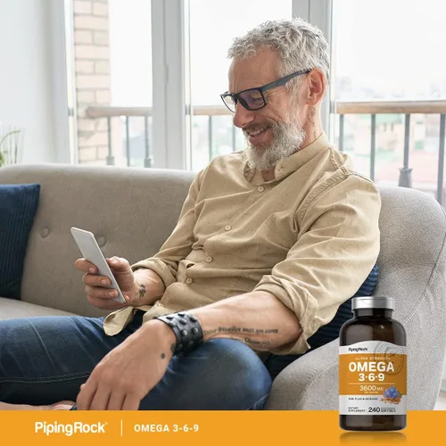Miniatura 6 de Piping Rock Omega 3 6 9 Suplementos para mujeres y hombres 3600 mg 240 cápsulas de gel suave Borraja de lino de pescado Ultra fuerte Sin