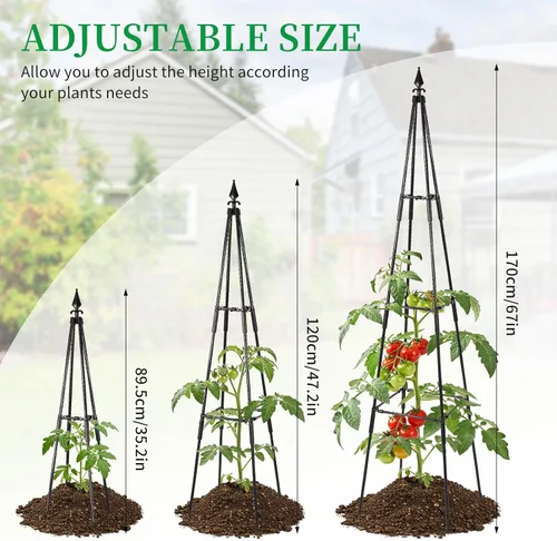 Miniatura 3 de FOLLOOK Enrejado de jardín para plantas trepadoras al aire libre, 67 pulgadas de alto, enrejado de pepino y tomate, soporte para plantas trepadoras