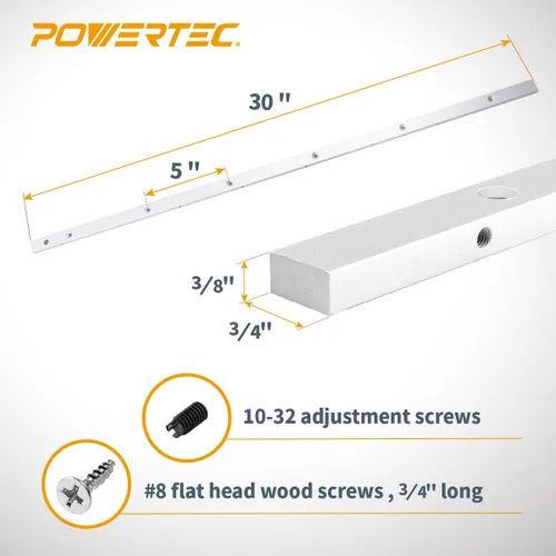 Miniatura 2 de POWERTEC Juego de barra de inglete de 3 pulgadas y barra de inglete de 18 pulgadas con tornillos de montaje, corredores de ranura de inglete
