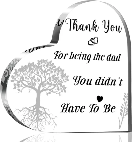 Regalos para el Día del Padre, placa acrílica con corazón para el Día del Padre, regalos para padrastro de hija, hijo, hijastro, hijastro, regalo de