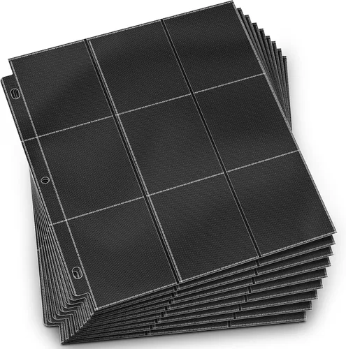 Miniatura 14 de Carpeta de 900 bolsillos con fundas para tarjetas de intercambio, fundas para tarjetas de béisbol compatibles con tarjetas deportivas de tamaño Negro