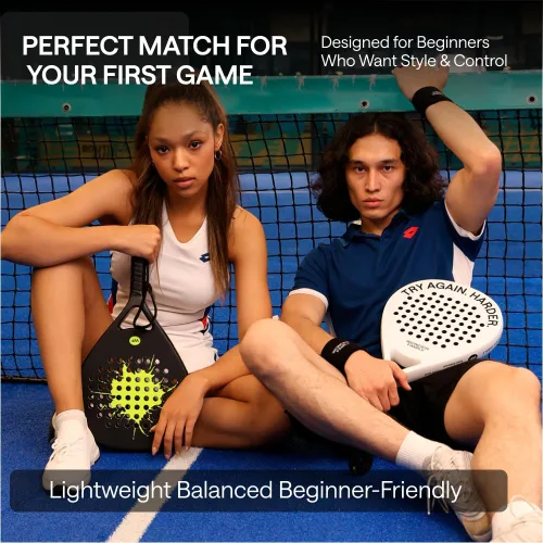 Miniatura 7 de Padel Racket with Overgrip & 2 Wristbands – Memory EVA Foam, Perfectly Balanced – Pala de Padel – Fiberglass Paddle for Beginners and Intermediates