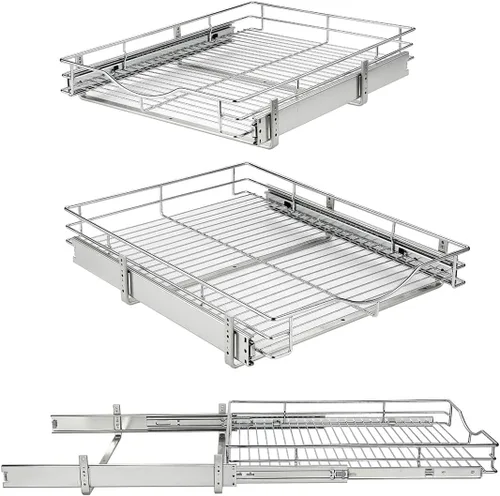 Miniatura 8 de DINDON Organizador de gabinete extraíble de 1 nivel (17 pulgadas de ancho x 21 pulgadas de profundidad), estante deslizante de metal resistente