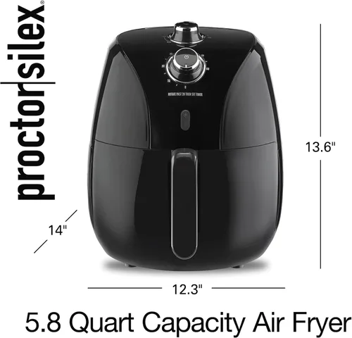 Miniatura 7 de Proctor Silex Horno freidora de aire de 5.8 cuartos de galón con control de temperatura, temporizador de 60 minutos, cesta antiadherente, 1700 W
