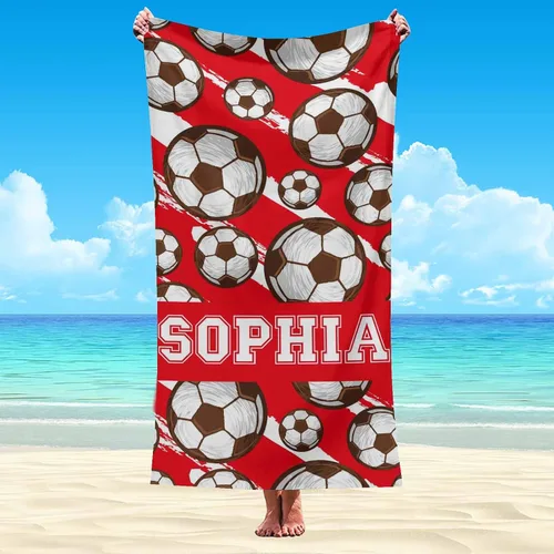 Miniatura 38 de Interestprint Toalla de piscina con nombre personalizado para niños, adultos y hombres, toalla de playa naranja personalizada con número