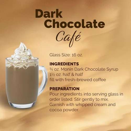 Miniatura 6 de Monin - Jarabe de chocolate negro Jarabe prémium para cócteles, bebidas calientes, batidos y más Etiqueta limpia, sin sabores artificiales, sin