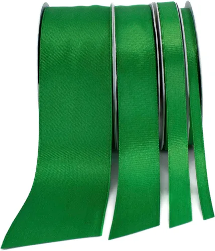 Miniatura 4 de Rollo de cinta de satén verde, 1/4 pulgadas x 50 yardas, color sólido de doble cara, grueso y duradero, 100% poliéster para envolver regalos