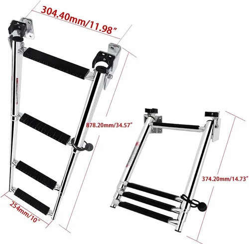 Miniatura 7 de Escalera plegable de acero inoxidable para barco, escalera de natación portátil, escalera telescópica para yates marinos y más (8581S4)