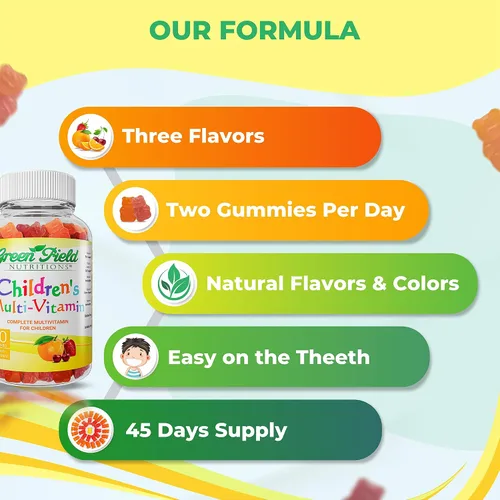 Miniatura 5 de Greenfield Nutritions - Gomitas multivitamínicas halal sin gelatina para niños, todas las vitaminas halal esenciales A, B, C, D, yodo, zinc