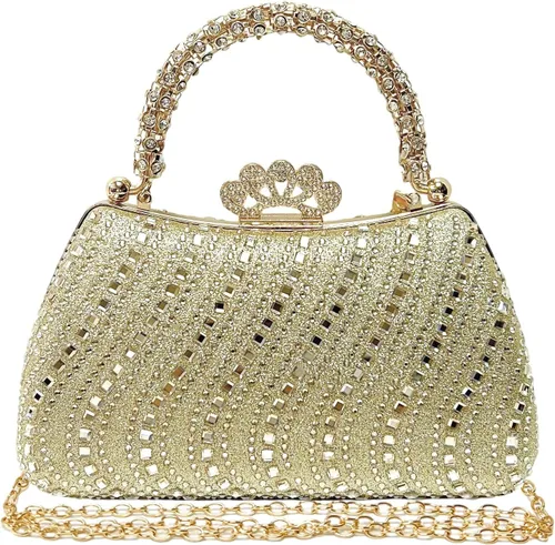 Miniatura 8 de Bolsos de mano con diamantes de imitación para mujer, bolso formal de noche con diamantes brillantes para cóctel, graduación, fiesta, boda