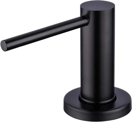 Dispensador de jabón para fregadero de cocina, dispensador de jabón negro integrado, bomba de jabón de acero inoxidable con tubo de extensión de 40