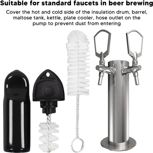 Miniatura 4 de TOPINCN Grifo de cepillos largos para cerveza, barriles de cerveza Kegging para elaborar cerveza Tapón Tapón de cepillo de cepillo de higiene Kit