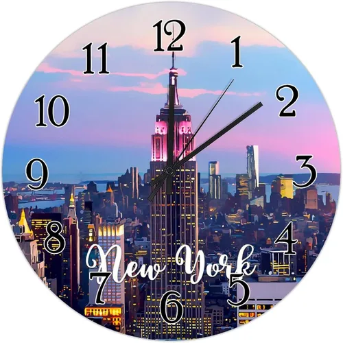 Miniatura 11 de Reloj de pared decorativo de madera de la ciudad de Estados Unidos, Nueva York, Ciudades en los Estados de Nueva York, relojes de regalo