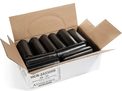 Miniatura 2 de Aluf Plastics - Bolsas de basura de alta densidad, 16 galones, 1000 unidades, 8 micras (eq), 24 x 33 pulgadas, negras, para baño, oficina, Negro