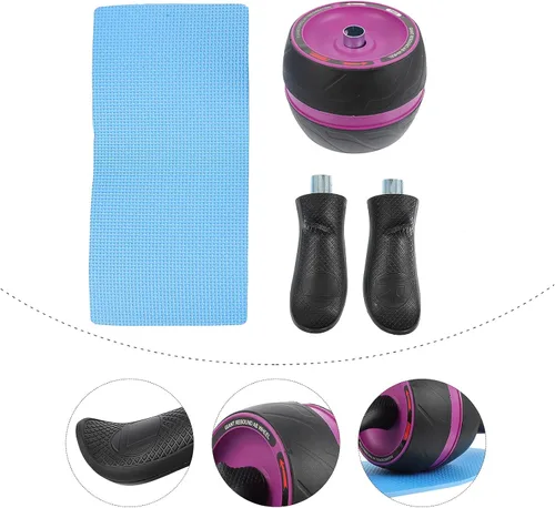 Miniatura 2 de BESPORTBLE Rueda de rodillo de rebote automático para entrenamiento de núcleo con asas anchas antideslizantes, equipo de fitness silencioso