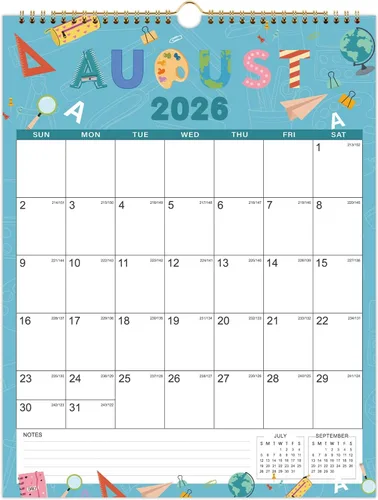 Calendario 2026-2027 – Calendario de pared 2026-2027, julio 2026 – diciembre 2027, calendario de pared de 18 meses, 11.4 x 14.6 pulgadas, lazo para