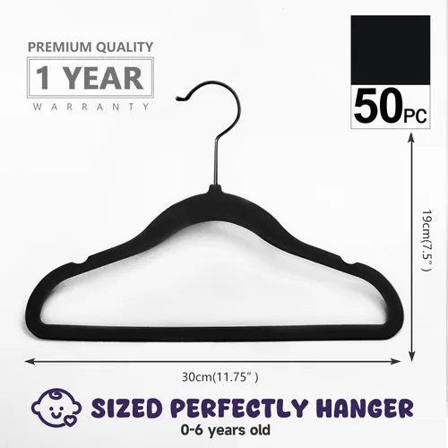 Miniatura 2 de MIZGI Perchas de terciopelo para bebé, perchas antideslizantes para niños y niños pequeños, perchas de 11.8 pulgadas para ropa de bebé, paquete