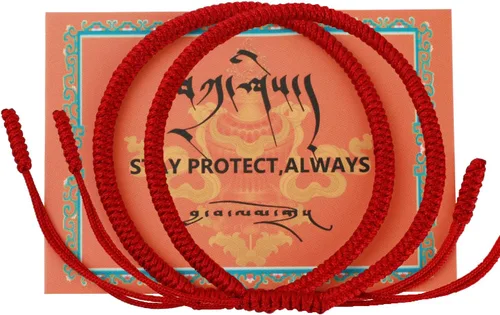 Auténtica pulsera de nudo Dorje bendecida hecha a mano por monjes tibetanos con protección y talismán para mujeres y hombres F-rojo+multicolor+rojo